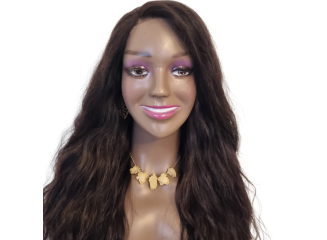 4x4 closure wig, wavy, color 1B-dark brown, 20 inch, Raw hair